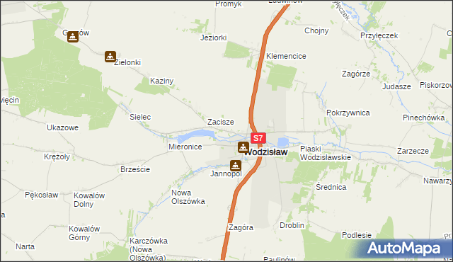 mapa Łany gmina Wodzisław, Łany gmina Wodzisław na mapie Targeo