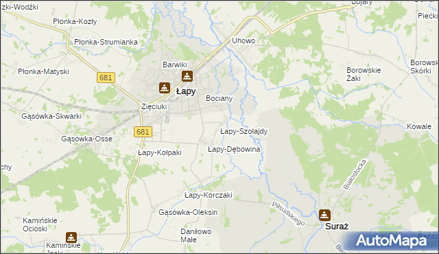 mapa Łapy-Szołajdy, Łapy-Szołajdy na mapie Targeo
