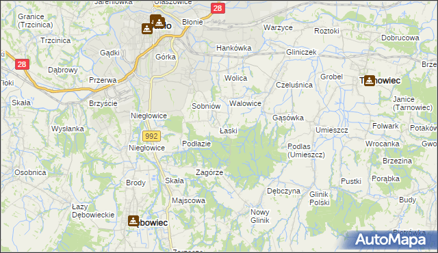 mapa Łaski gmina Jasło, Łaski gmina Jasło na mapie Targeo