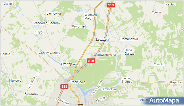 mapa Laskowszczyzna gmina Siemiatycze, Laskowszczyzna gmina Siemiatycze na mapie Targeo