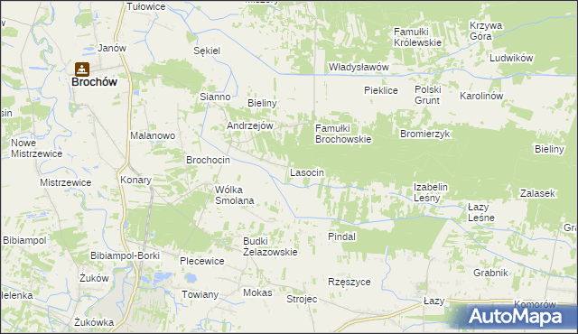 mapa Lasocin gmina Brochów, Lasocin gmina Brochów na mapie Targeo