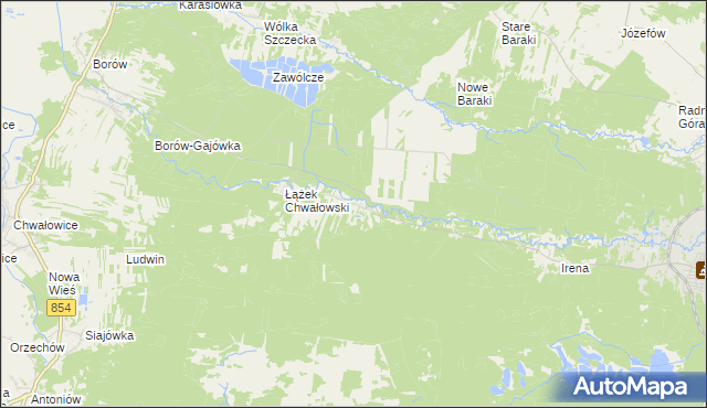 mapa Łążek gmina Zaklików, Łążek gmina Zaklików na mapie Targeo