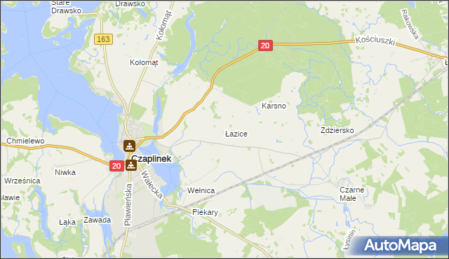 mapa Łazice, Łazice na mapie Targeo