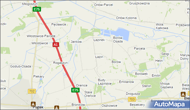 mapa Łazin, Łazin na mapie Targeo