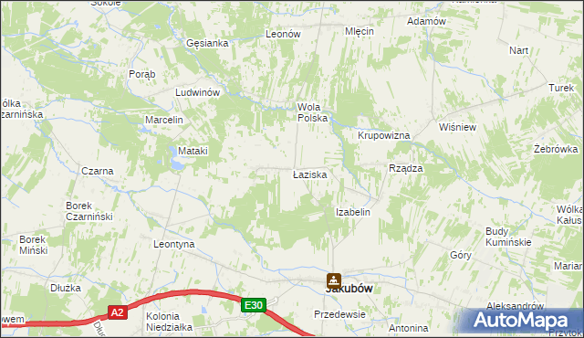 mapa Łaziska gmina Jakubów, Łaziska gmina Jakubów na mapie Targeo