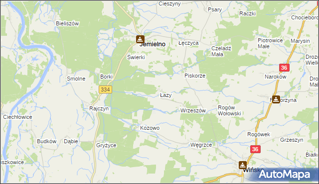 mapa Łazy gmina Wińsko, Łazy gmina Wińsko na mapie Targeo