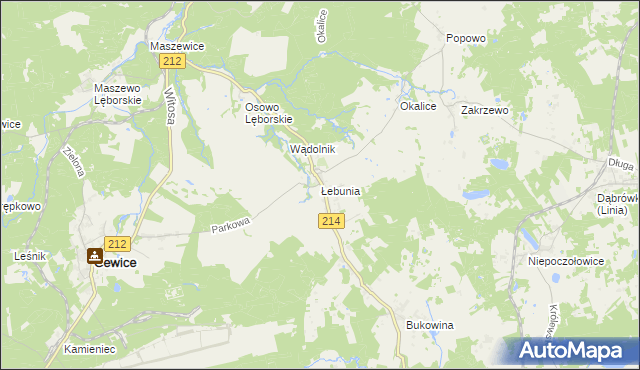 mapa Łebunia, Łebunia na mapie Targeo