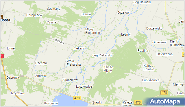 mapa Łęg Piekarski, Łęg Piekarski na mapie Targeo