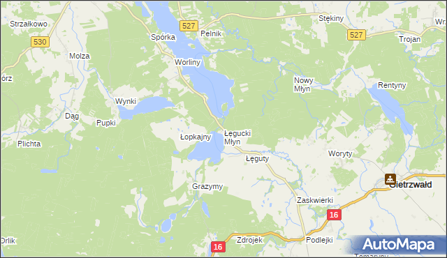 mapa Łęgucki Młyn, Łęgucki Młyn na mapie Targeo