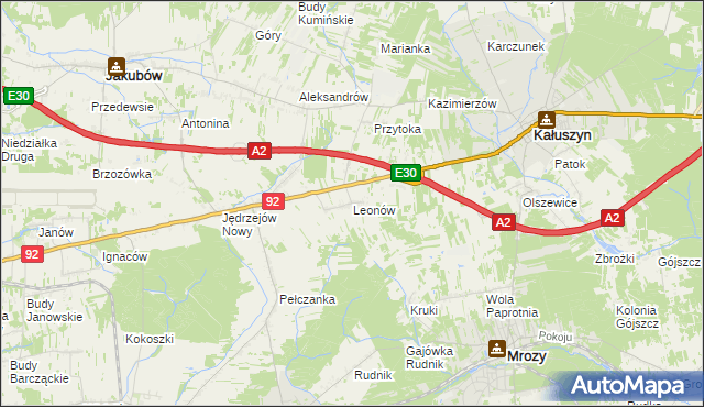 mapa Leonów gmina Kałuszyn, Leonów gmina Kałuszyn na mapie Targeo