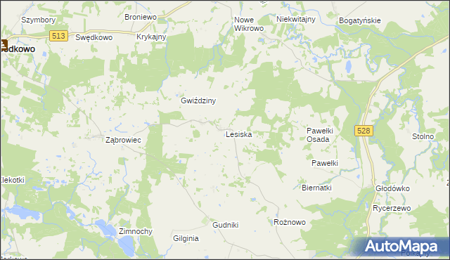 mapa Lesiska gmina Godkowo, Lesiska gmina Godkowo na mapie Targeo