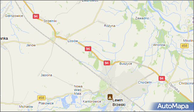 mapa Leśniczówka gmina Lewin Brzeski, Leśniczówka gmina Lewin Brzeski na mapie Targeo