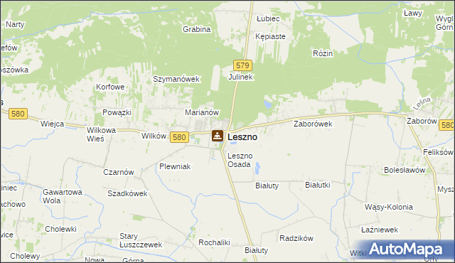 mapa Leszno powiat warszawski zachodni, Leszno powiat warszawski zachodni na mapie Targeo
