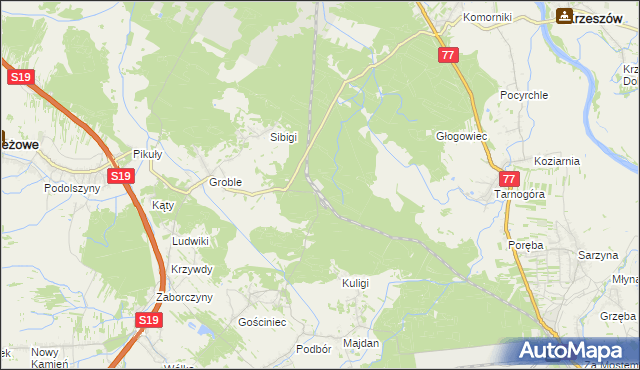 mapa Łętownia gmina Jeżowe, Łętownia gmina Jeżowe na mapie Targeo