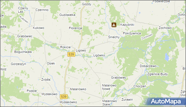 mapa Ligówko, Ligówko na mapie Targeo