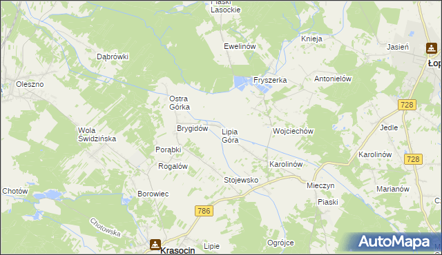 mapa Lipia Góra gmina Krasocin, Lipia Góra gmina Krasocin na mapie Targeo