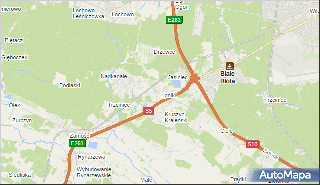 mapa Lipniki gmina Białe Błota, Lipniki gmina Białe Błota na mapie Targeo