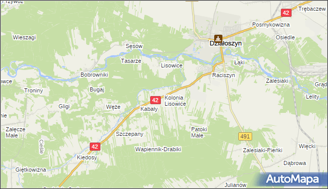 mapa Lisowice-Kolonia, Lisowice-Kolonia na mapie Targeo