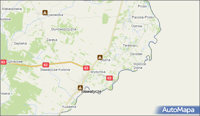 mapa Liszna gmina Sławatycze, Liszna gmina Sławatycze na mapie Targeo