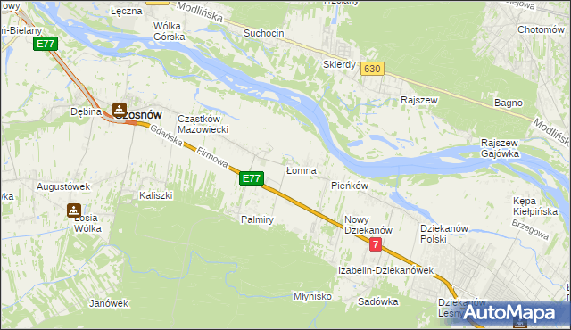 mapa Łomna gmina Czosnów, Łomna gmina Czosnów na mapie Targeo