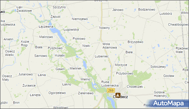 mapa Lubieniec gmina Chodecz, Lubieniec gmina Chodecz na mapie Targeo
