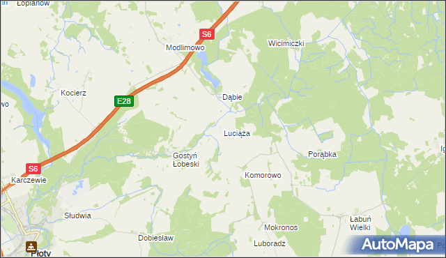 mapa Luciąża, Luciąża na mapie Targeo