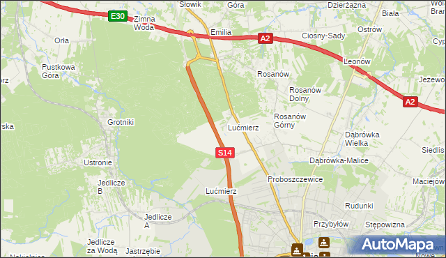 mapa Lućmierz-Las, Lućmierz-Las na mapie Targeo