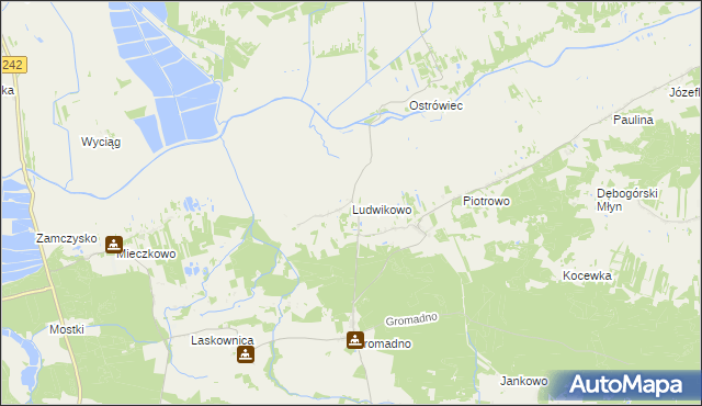 mapa Ludwikowo gmina Kcynia, Ludwikowo gmina Kcynia na mapie Targeo
