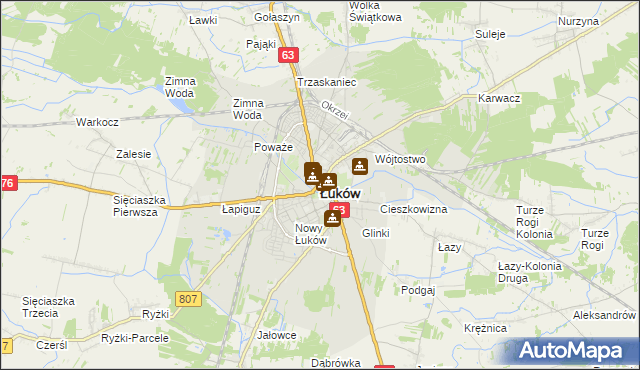 mapa Łuków, Łuków na mapie Targeo