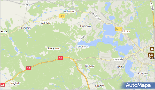 mapa Łupstych, Łupstych na mapie Targeo