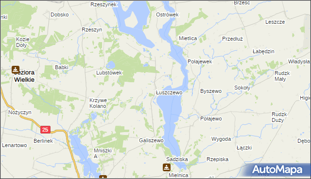 mapa Łuszczewo gmina Skulsk, Łuszczewo gmina Skulsk na mapie Targeo