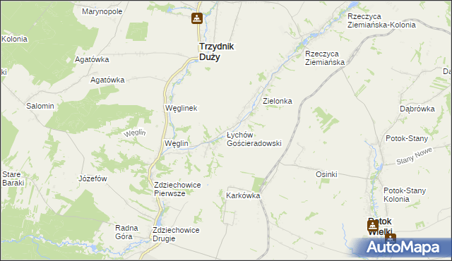 mapa Łychów Gościeradowski, Łychów Gościeradowski na mapie Targeo