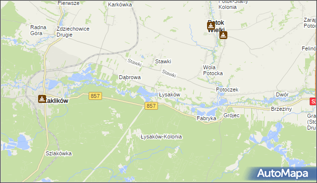 mapa Łysaków gmina Zaklików, Łysaków gmina Zaklików na mapie Targeo