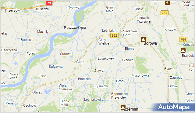 mapa Łysakówek, Łysakówek na mapie Targeo