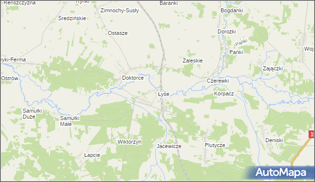 mapa Łyse gmina Wyszki, Łyse gmina Wyszki na mapie Targeo