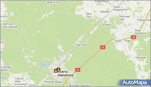 mapa Machnacz gmina Czarna Białostocka, Machnacz gmina Czarna Białostocka na mapie Targeo
