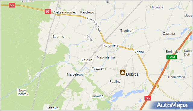 mapa Magdalenka gmina Dobrcz, Magdalenka gmina Dobrcz na mapie Targeo