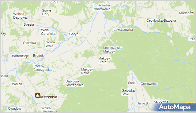 mapa Mąkosy Stare, Mąkosy Stare na mapie Targeo