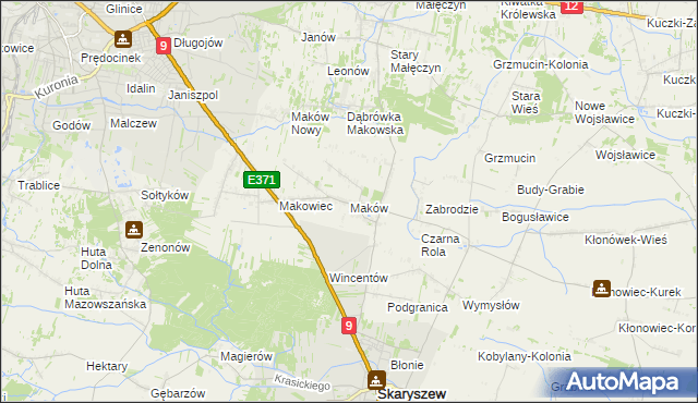 mapa Maków gmina Skaryszew, Maków gmina Skaryszew na mapie Targeo
