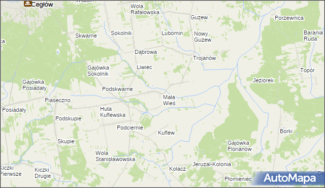 mapa Mała Wieś gmina Mrozy, Mała Wieś gmina Mrozy na mapie Targeo