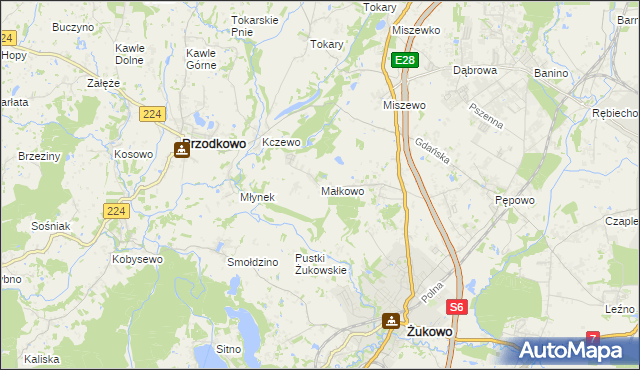 mapa Małkowo, Małkowo na mapie Targeo