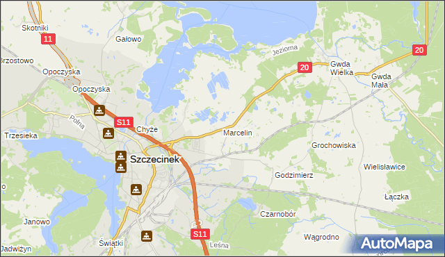 mapa Marcelin gmina Szczecinek, Marcelin gmina Szczecinek na mapie Targeo