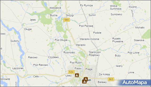 mapa Marianki gmina Rypin, Marianki gmina Rypin na mapie Targeo
