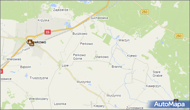 mapa Markowo gmina Gniewkowo, Markowo gmina Gniewkowo na mapie Targeo