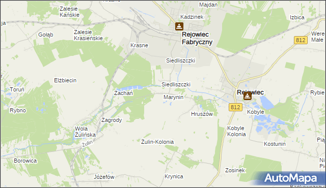 mapa Marynin gmina Rejowiec, Marynin gmina Rejowiec na mapie Targeo