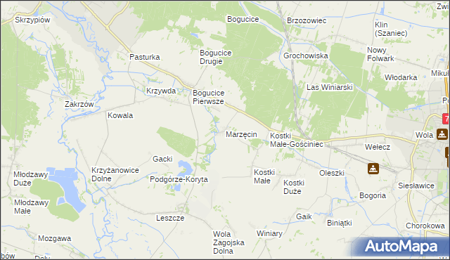 mapa Marzęcin, Marzęcin na mapie Targeo