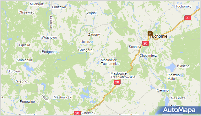 mapa Masłowice Tuchomskie, Masłowice Tuchomskie na mapie Targeo