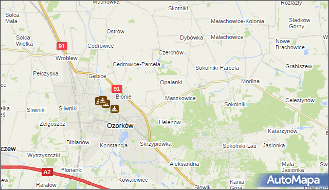 mapa Maszkowice gmina Ozorków, Maszkowice gmina Ozorków na mapie Targeo