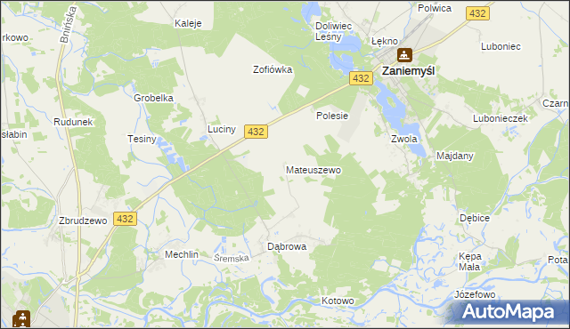 mapa Mateuszewo, Mateuszewo na mapie Targeo