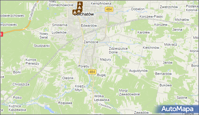 mapa Mazury gmina Bełchatów, Mazury gmina Bełchatów na mapie Targeo